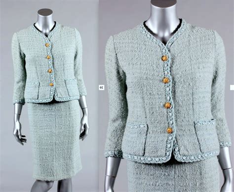 vintage chanel blue suit|chanel famous suit.